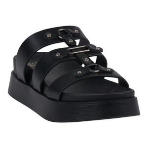 GC Shoes Women's Stevie Strappy Platform Wedge Sandals Black Size 7 1/2